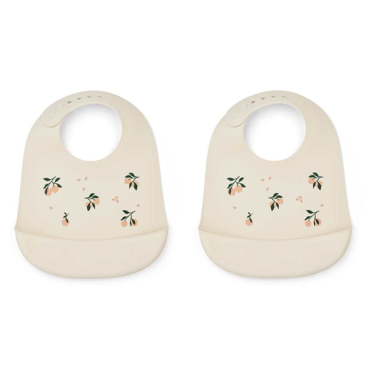 Tilda Silicone Bib 2 Pack - Peach / Sea shell mix