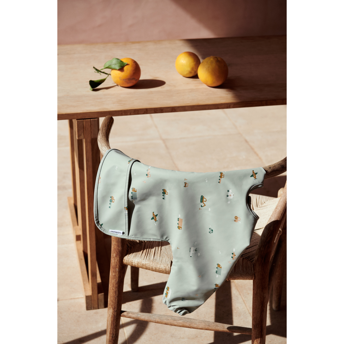 Merle Cape Bib - Vehicles/dove blue mix