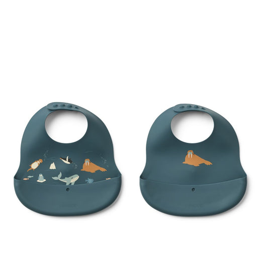 Ember Printed Bib 2-pack - Arctic Sea /  Ocean view