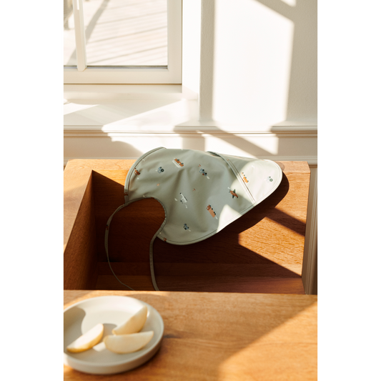 Lai Bib - Vehicles/dove blue mix