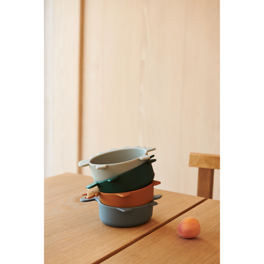 Iggy Silicone Bowls 4 Pack - Dino blue multi mix
