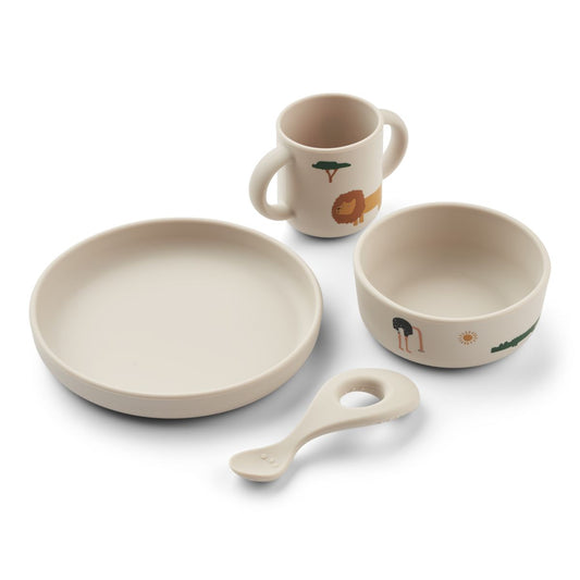 Vivi Silicone Tableware Set - Safari sandy mix