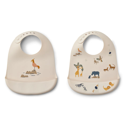 Tilda Printed Bib 2-Pack - All together / Sandy