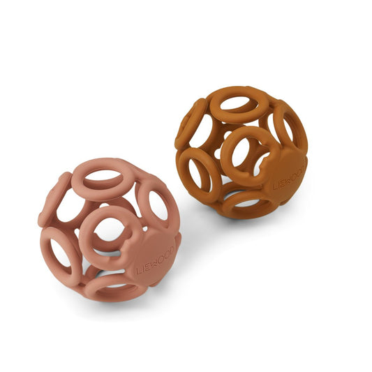 Jasmin teether ball - Dark rose/mustard mix