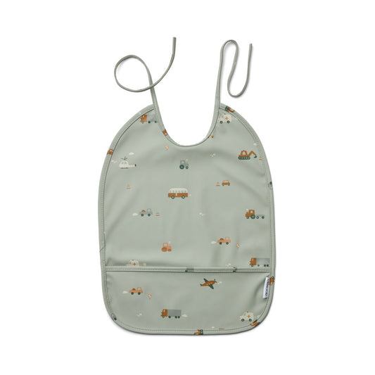 Lai Bib - Vehicles/dove blue mix