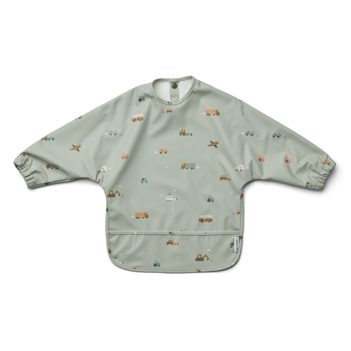 Merle Cape Bib - Vehicles/dove blue mix