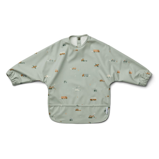 Merle Cape Bib - Vehicles/dove blue mix