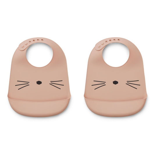 Tilda Silicone Bib 2 Pack - Cat rose
