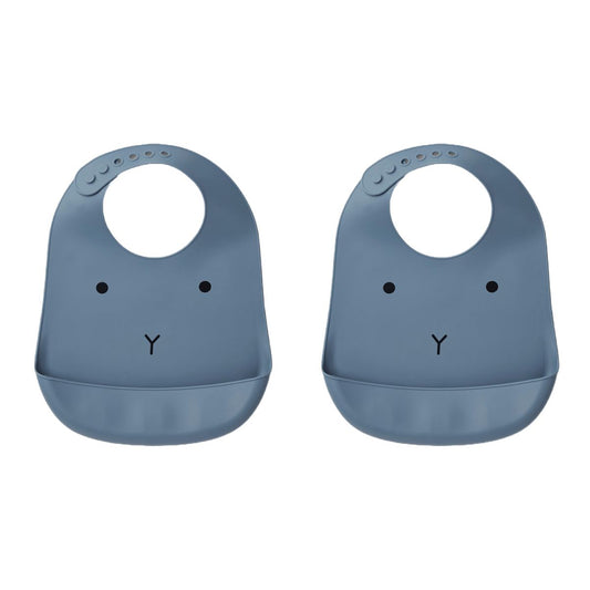 Tilda Silicone Bib 2 Pack - Rabbit blue wave