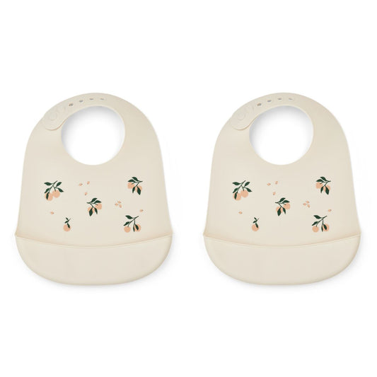 Tilda Silicone Bib 2 Pack - Peach / Sea shell mix